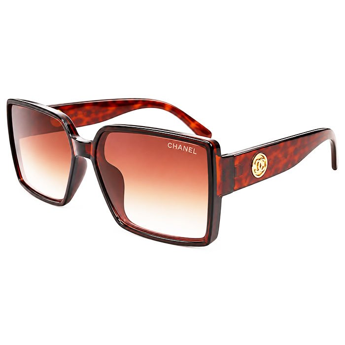 Chanel Women Brown Tortoiseshell Square Frame Gradient Sunglasses