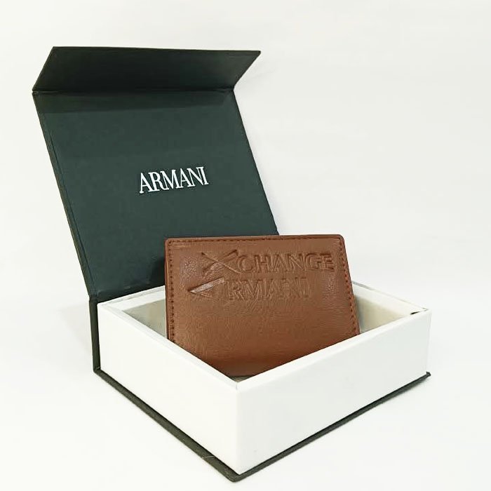 Armani Exchange Brown Leather Card Holder Wallet