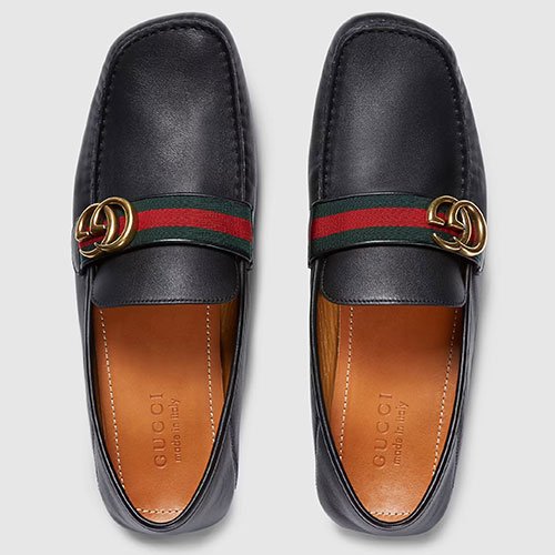 Gucci Web GG Leather Driver Loafer