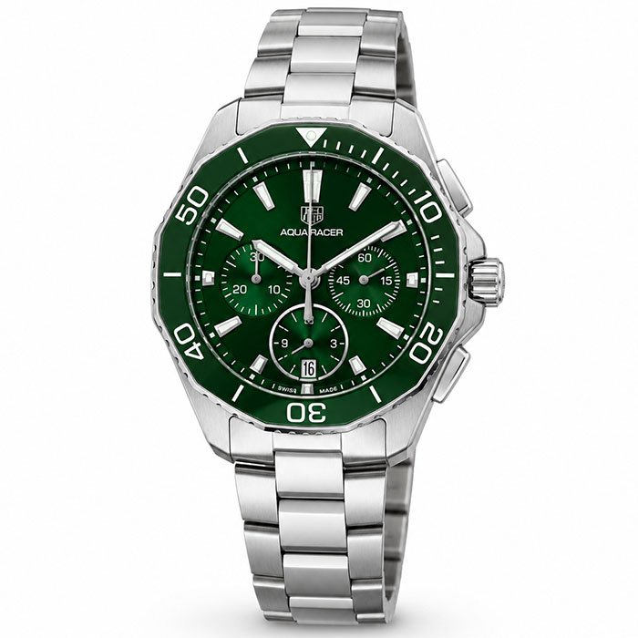 TAG Luxury Green Stainless Steel Chronograph Mens Watch
